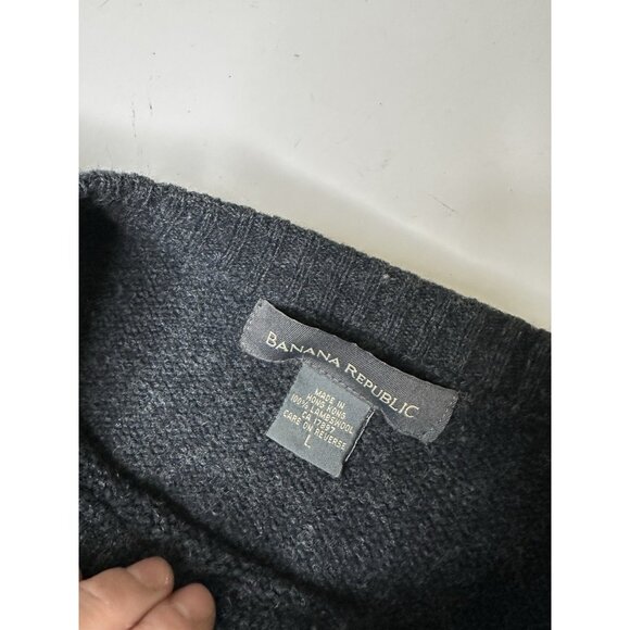 Banana Republic Fair Isle Lamb Wool Crewneck Sweater Charcoal Gray Nordic Knit L - Picture 4 of 9